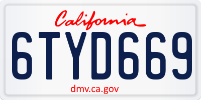 CA license plate 6TYD669