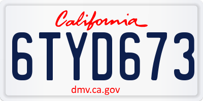 CA license plate 6TYD673
