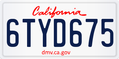 CA license plate 6TYD675