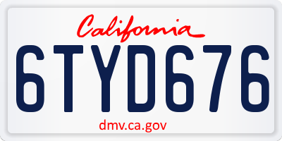 CA license plate 6TYD676