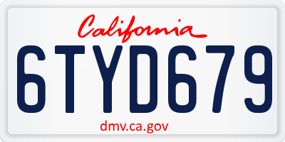 CA license plate 6TYD679