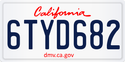 CA license plate 6TYD682
