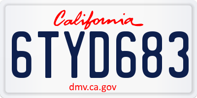 CA license plate 6TYD683