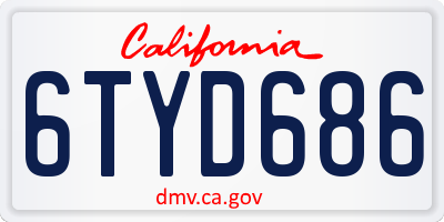CA license plate 6TYD686