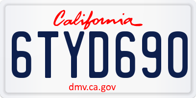 CA license plate 6TYD690