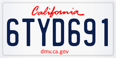 CA license plate 6TYD691