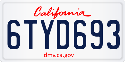 CA license plate 6TYD693