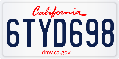 CA license plate 6TYD698