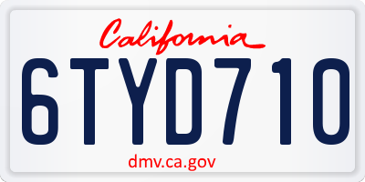 CA license plate 6TYD710