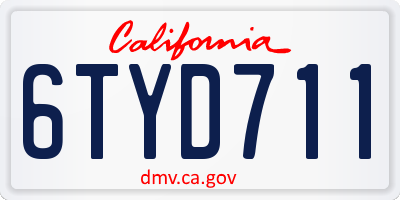 CA license plate 6TYD711