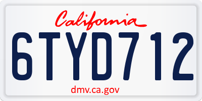 CA license plate 6TYD712