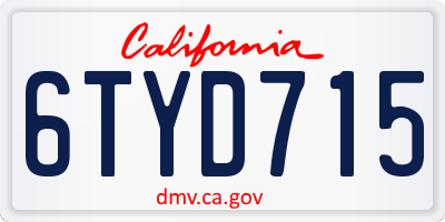 CA license plate 6TYD715