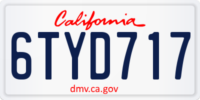CA license plate 6TYD717