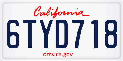 CA license plate 6TYD718