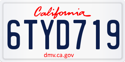 CA license plate 6TYD719