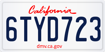 CA license plate 6TYD723