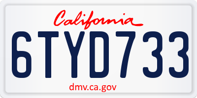 CA license plate 6TYD733