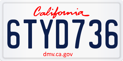 CA license plate 6TYD736