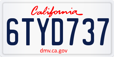 CA license plate 6TYD737