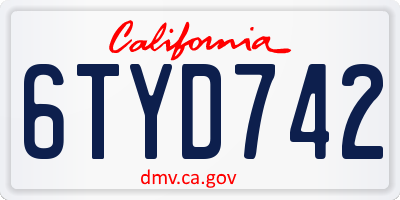 CA license plate 6TYD742