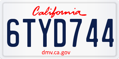 CA license plate 6TYD744
