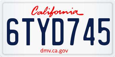 CA license plate 6TYD745
