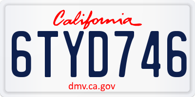 CA license plate 6TYD746