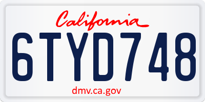 CA license plate 6TYD748
