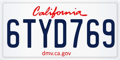 CA license plate 6TYD769