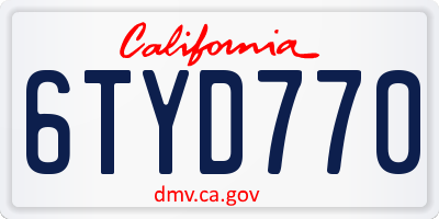 CA license plate 6TYD770