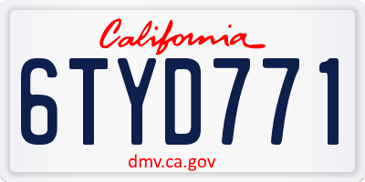 CA license plate 6TYD771