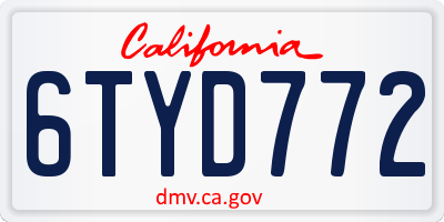CA license plate 6TYD772