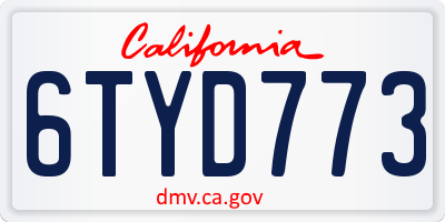 CA license plate 6TYD773