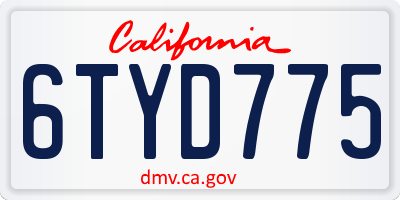CA license plate 6TYD775