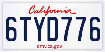 CA license plate 6TYD776
