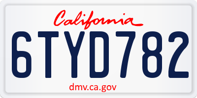 CA license plate 6TYD782