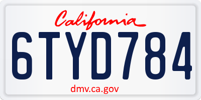 CA license plate 6TYD784