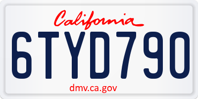 CA license plate 6TYD790
