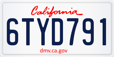 CA license plate 6TYD791