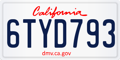 CA license plate 6TYD793