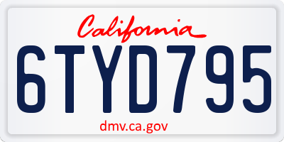 CA license plate 6TYD795