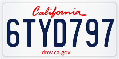CA license plate 6TYD797