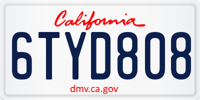 CA license plate 6TYD808