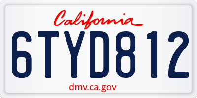 CA license plate 6TYD812