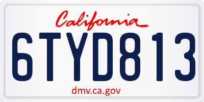 CA license plate 6TYD813