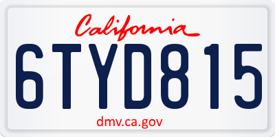 CA license plate 6TYD815