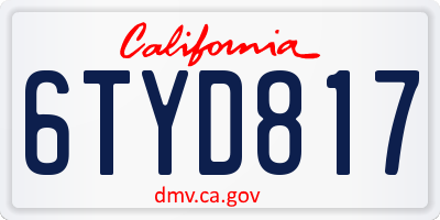 CA license plate 6TYD817