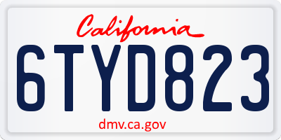 CA license plate 6TYD823