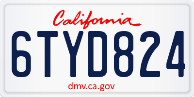 CA license plate 6TYD824