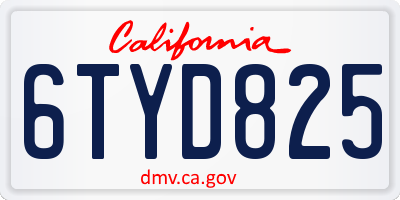 CA license plate 6TYD825